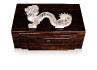 Boîte à bijoux dragon en ébène naturel avec cristal incolore, grand modèle incolore - Lalique